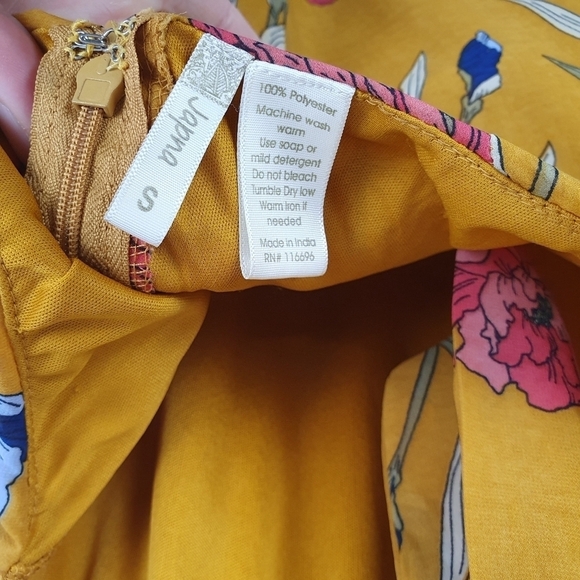 JAPANA‎ Maxi Dress Open Back Floral Gold/Pinks/Blues Women's Size S - Picture 8 of 12